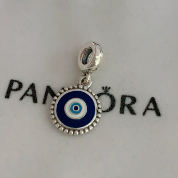 Pandora Evil Eye Silver Dangle Charm - Picture 1 of 4